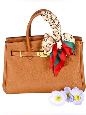 Elegant Satin Silk Twilly Scarf – Designer Inspired Stripe & Monogram Style